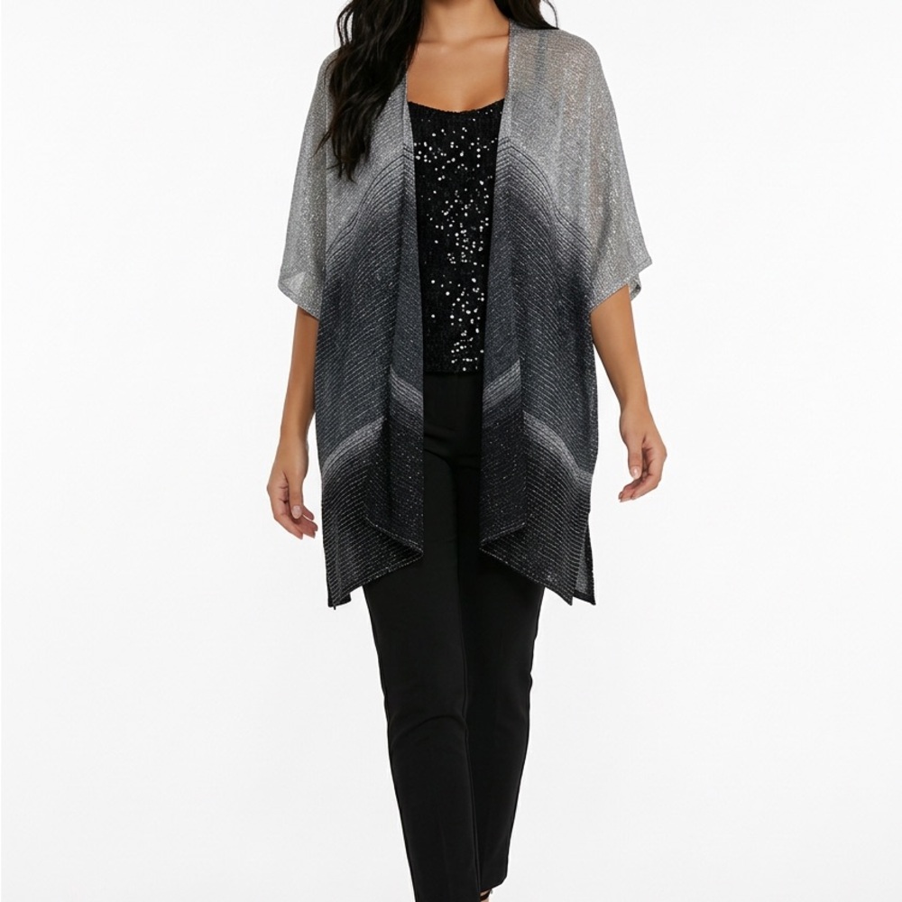 Betsey Johnson Black and Gray Women's Poncho